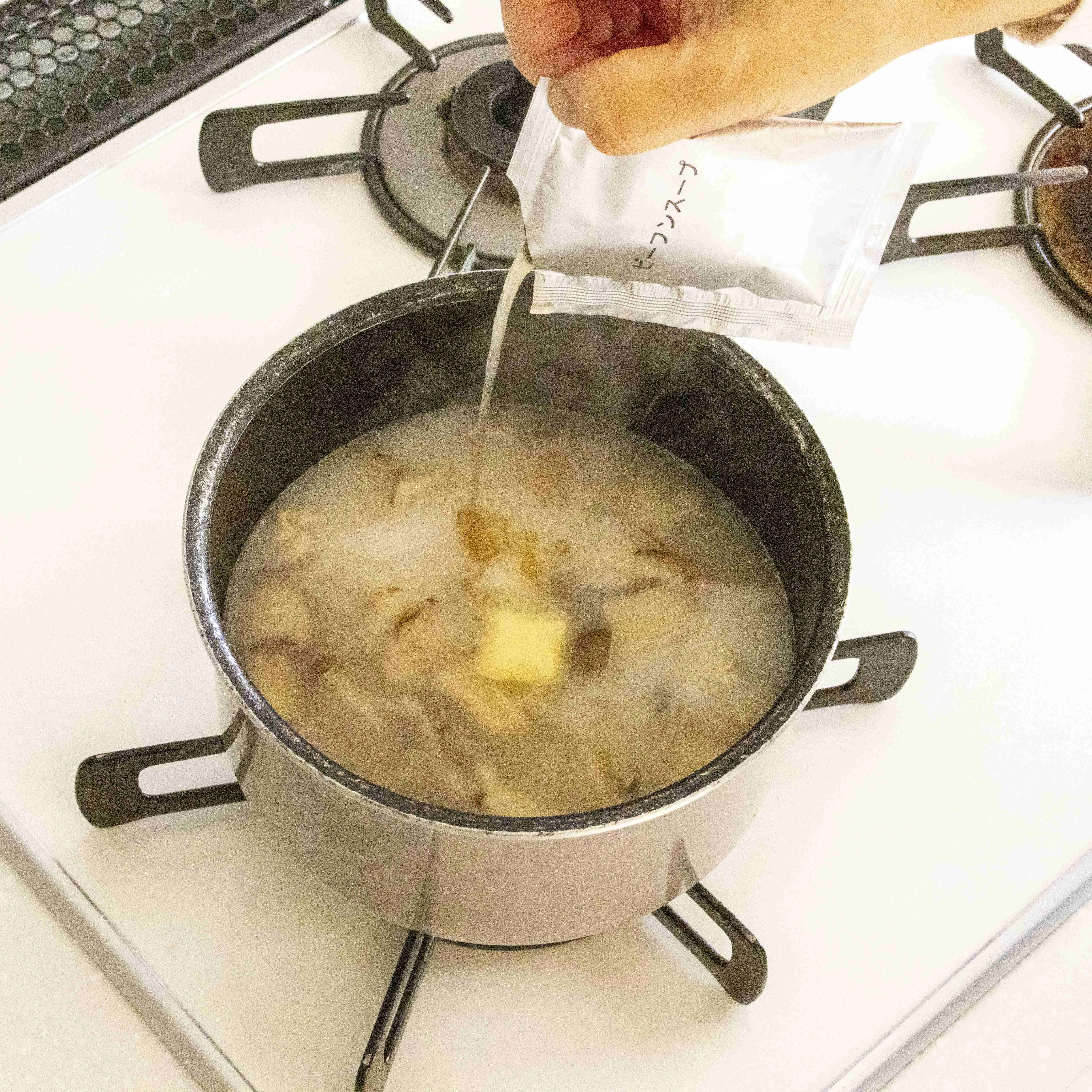 ほっこりあったか♪鶏粥ビーフン_作り方