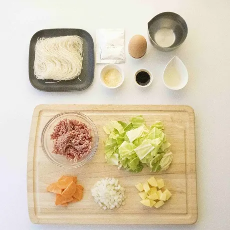 レンジで簡単!ひき肉たっぷりビーフンカレー_作り方