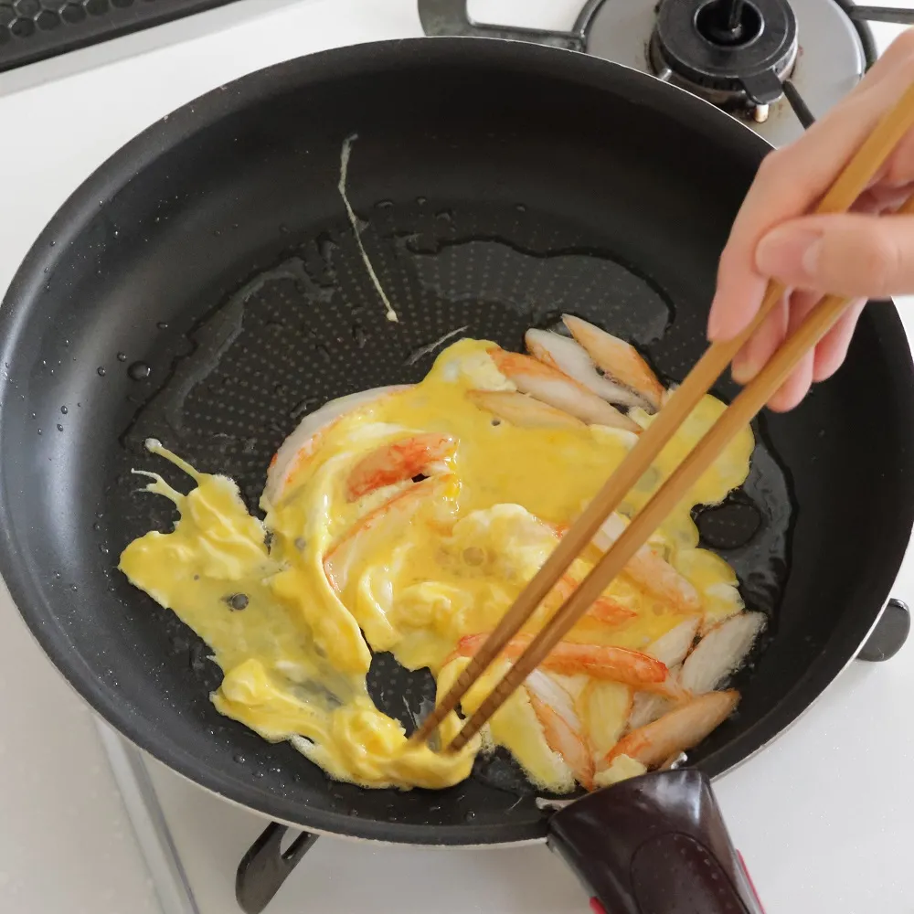 簡単!調味料いらずのお手軽かに玉ビーフン!_作り方