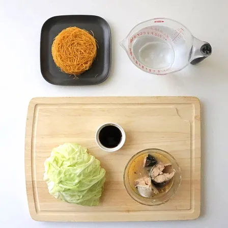 包丁いらず!旨味たっぷり鯖ラーメン風ビーフン_作り方