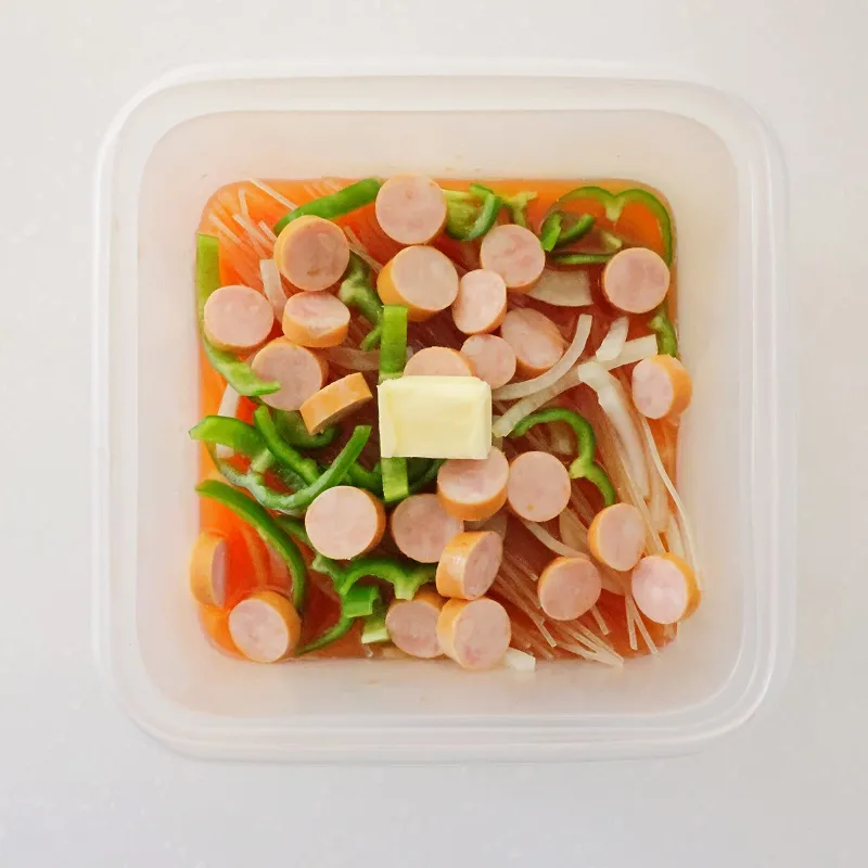 レンジだけの簡単調理♪もちもちナポリタン_作り方