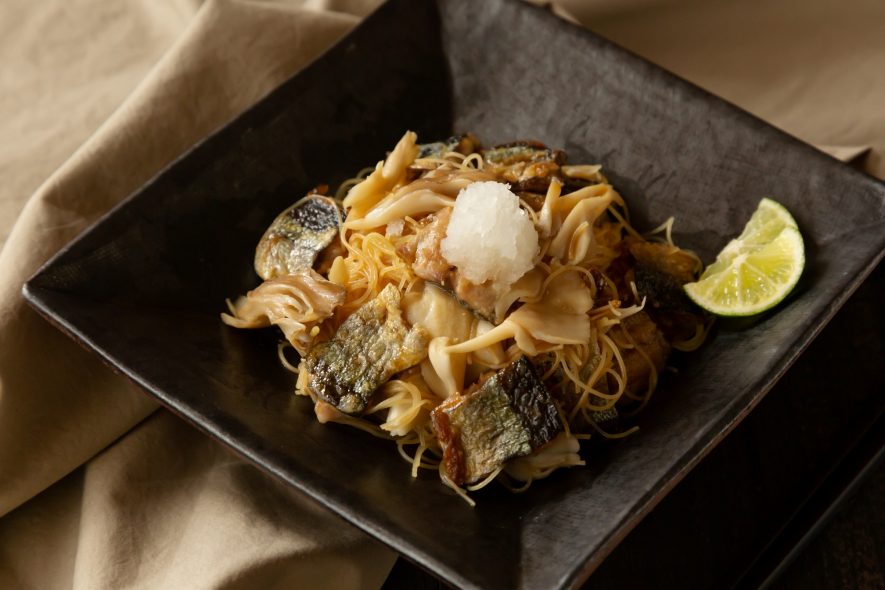 秋刀魚とすだちの和パスタ風ビーフン