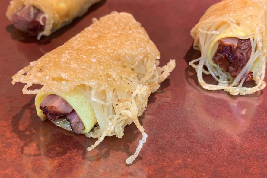 焼ビーフンの焼豚巻き