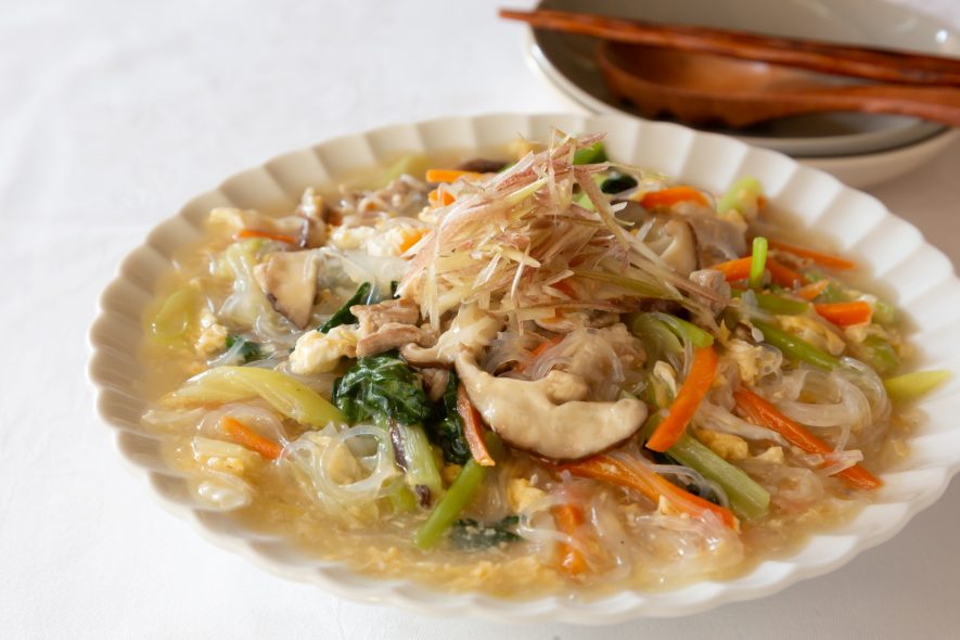 グルテンフリーのおかず中華レシピ！豚肉と野菜のあんかけ春雨