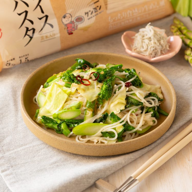 しらすと春野菜のペペロンチーノライスパスタ