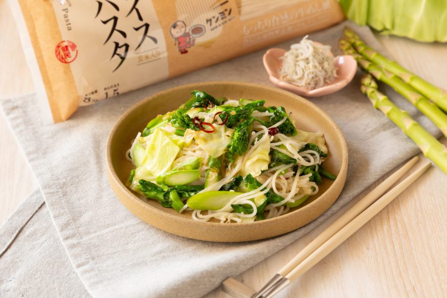 しらすと春野菜のペペロンチーノライスパスタ