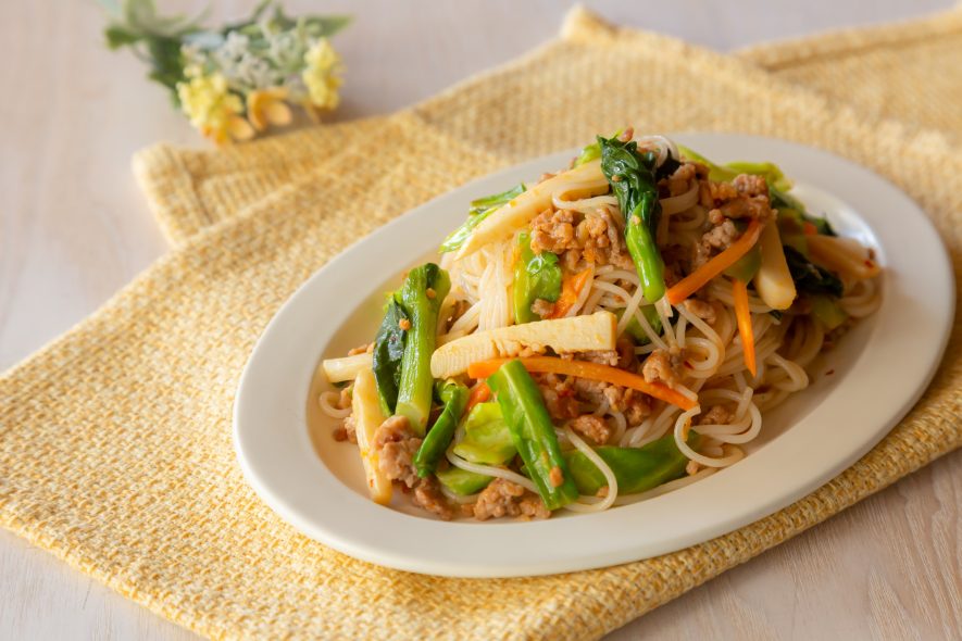 菜の花とタケノコのピリ辛パスタ レシピ