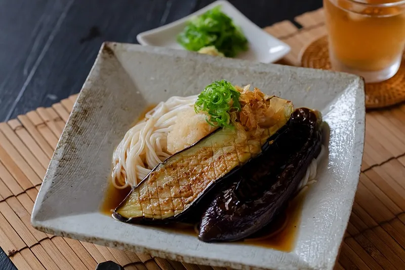 だし香る♪とろとろ揚げなすおろしライスパスタ