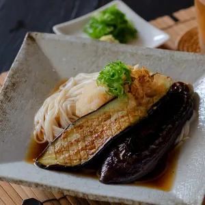 だし香る♪とろとろ揚げなすおろしライスパスタ