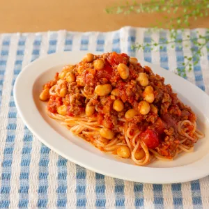 おうちで簡単☆チリコンカンのライスパスタ