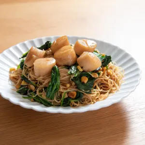 コーンバター焼ビーフン/ホタテ入りレシピ