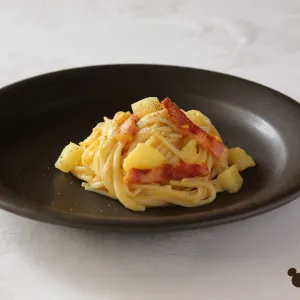 グルテンフリー♪ベーコンとポテトのカルボナーラ仕立て