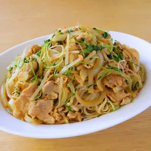ボリュームたっぷり！豆苗ともやしの焼ビーフン