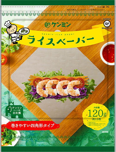 ケンミン　ライスペーパー　巻きやすい四角形タイプ　内包量120g 約12枚