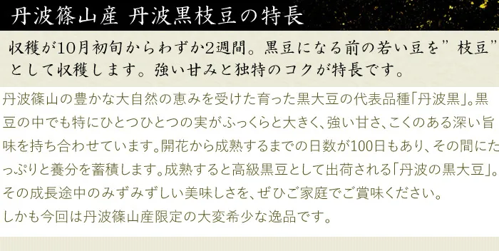 丹波黒枝豆の特長